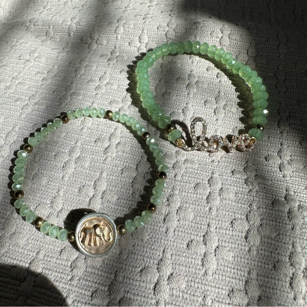 Green Beaded Bracelet Set